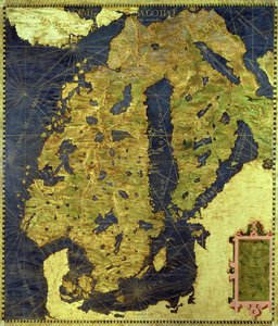 「サラデッレカルテジオグラフィック」からの16世紀スカンジナビアの地図（地理地図のホール）1575